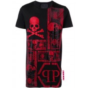 Philipp Plein Embellished Dollar T-shirt Men 0213 Black / Red Clothing T-shirts Sale Retailer