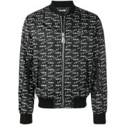 Philipp Plein All-over Logo Bomber Jacket Men 02 Black Clothing Jackets Free And Fast Shipping