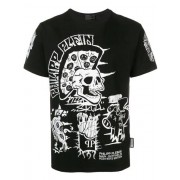 Philipp Plein Graphic Skull T-shirt Men 0201 Black White Clothing T-shirts Uk Official Online Shop