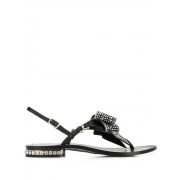 Philipp Plein Bow Detail Flat Sandals Women Black White Shoes Online Store