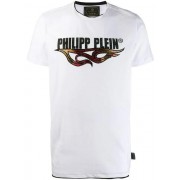 Philipp Plein Round Neck Flame T-shirt Men 01 White Clothing T-shirts Various Colors