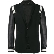 Philipp Plein Leather-panelled Blazer Men 02 Black Clothing Blazers Popular Stores