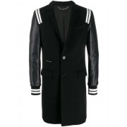Philipp Plein Striped Single-breasted Coat Men 02 Black Clothing Coats Outlet Online