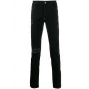 Philipp Plein Super Straight Cut Statement Jeans Men 02nb Noir Romance Black Clothing Skinny