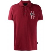 Philipp Plein Skull Print Polo Shirt Men 35 Bordeaux Clothing Shirts Low Price Guarantee