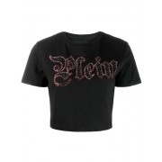 Philipp Plein Beaded Logo T-shirt Women 02 Black Clothing T-shirts & Jerseys Discountable Price