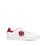 Philipp Plein Logo Low-top Sneakers Men 0113 White / Red Shoes Low-tops Enjoy Great Discount