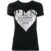 Philipp Plein Studded Heart T-shirt Women 02 Black Clothing T-shirts & Jerseys Best Value