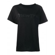 Philipp Plein Rhinestone Logo T-shirt Women 0202 Black/black Clothing T-shirts & Jerseys Available To Buy Online