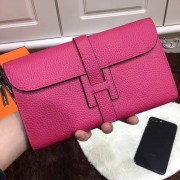 Hermes Jige Wallet Togo Leather Rose