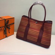 Hermes Garden Party 36cm Canvas Handbag Burgundy