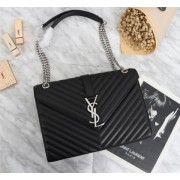 YSL Classic Large Monogram Bag Black Silver 30cm