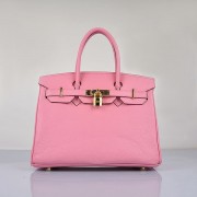 Hermes Birkin 30cm Togo Leather Handbags Cherry Pink Golden