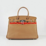 Hermes Birkin 30cm Togo Leather Handbags Light Coffee Silver