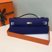 Hermes Kelly Cut 31cm Epsom Leather Clutch Electric Blue