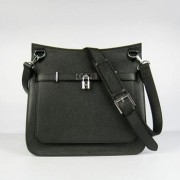 Hermes Jypsiere 28cm Crossbody Bag Black Silver