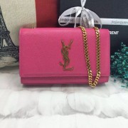 YSL Caviar Leather Chain Bag 22cm Rose Gold