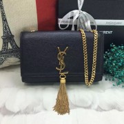 YSL Tassel Chain Bag 22cm Caviar Leather Black Gold