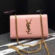 YSL Patent Leather Chain Bag 22cm Pink