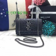 YSL Chain Bag 17cm Snake Black Silver