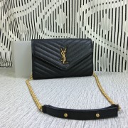 YSL Envelope Chain Bag Caviar Leather Black 23cm