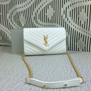 YSL Envelope Chain Bag Caviar Leather White 23cm