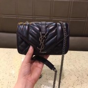 YSL Small Envelop Shoulder Bag 17cm Black