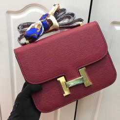 Hermes Constance Bag 23cm Epsom Leather Burgundy Gold