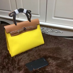 Hermes Herbag 31cm Yellow Canvas Bag