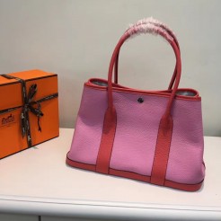 Hermes Garden Party 36cm Leather Handbag Pink Watermelon Red