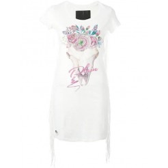 Philipp Plein Dumfries T-shirt Dress Women 01 White Clothing Day Dresses 100% High Quality