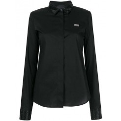 Philipp Plein Embellished Collar Shirt Women 02 Black Clothing Shirts Affordable Price