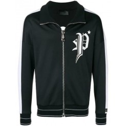 Philipp Plein Logo Print Jacket Men 0201 Black/white Clothing Sport Jackets & Wind Breakers Wholesale Online