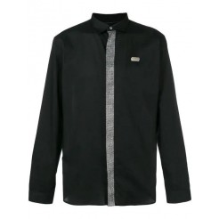 Philipp Plein Embellished Stripe Shirt Men 0270 Black/silver Clothing Shirts Official Online Website