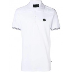 Philipp Plein Logo Short-sleeve Polo Top Men 0102 White Black Clothing Shirts Lowest Price Online