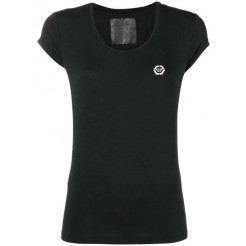 Philipp Plein Logo Patch T-shirt Women 02 Black Clothing T-shirts & Jerseys Largest Fashion Store
