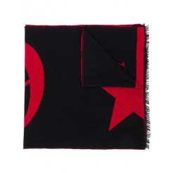 Philipp Plein Intarsia Logo Scarf Men 0213 Black / Red Accessories Scarves Delicate Colors