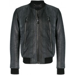 Philipp Plein Python Skin Bomber Jacket Men 02 Black Clothing Jackets Most Fashionable Outlet