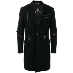 Philipp Plein Single-breasted Zip Coat Men 02 Black Clothing Coats Save Off