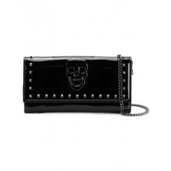 Philipp Plein Skull Clutch Women 02 Black Bags 100% Top Quality