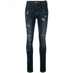 Philipp Plein Distressed Skinny Jeans Women 10dn Night & Day Clothing Authorized Dealers