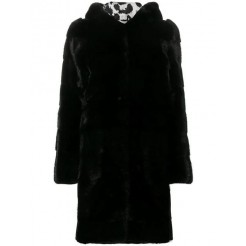 Philipp Plein Fur Hooded Coat Women 02 Black Clothing & Shearling Coats Authorized Dealers