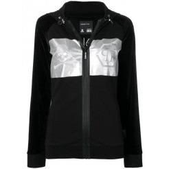 Philipp Plein Metallic Print Hoodie Women 0270 Black/ Silver Clothing Hoodies Retailer