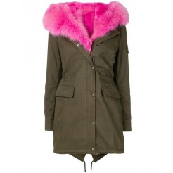 Philipp Plein Fur Trim Parka Women 6503 Military/rose Clothing Coats Various Colors