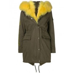Philipp Plein Fur Trim Parka Women 6509 Military/yellow Clothing Coats Best-loved