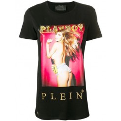 Philipp Plein X Playboy Crystal Logo T-shirt Women 02 Black Clothing T-shirts & Jerseys