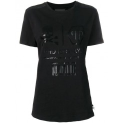 Philipp Plein Logo Printed T-shirt Women 02 Black Clothing T-shirts & Jerseys Premier Fashion Designer
