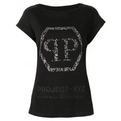 Philipp Plein Logo Embellished Xyz T-shirt Women 02 Black Clothing T-shirts & Jerseys Complete In Specifications