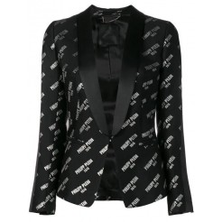 Philipp Plein Multi Logo Tuxedo Blazer Women 02 Black Clothing Blazers Uk Discount Online Sale