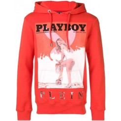 Philipp Plein Playboy Printed Hoodie Men 20 Orange Clothing Hoodies Top Brands
